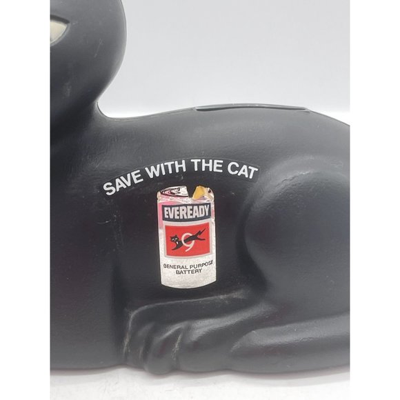 Vintage Eveready Battery Black Cat Plastic Coin Bank 1981 - Picture 2 of 8